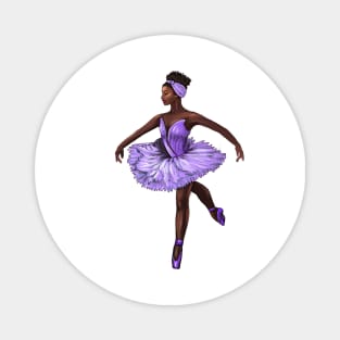 Ballet African American ballerina in purple tutu black woman with afro hair dancer dancing dance Magnet